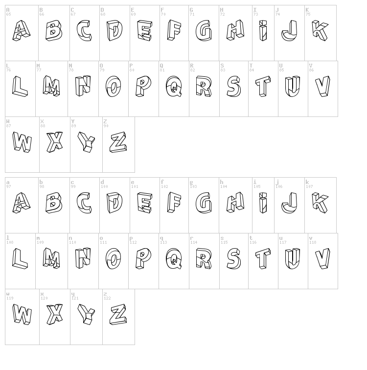 Perspectivo TFB font map